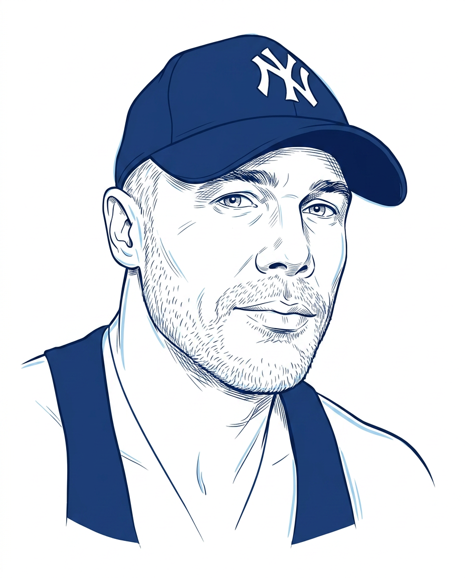 Line-art portrait of Jake Platt