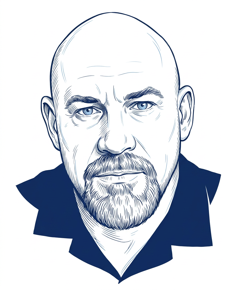 Line-art portrait of John Miller